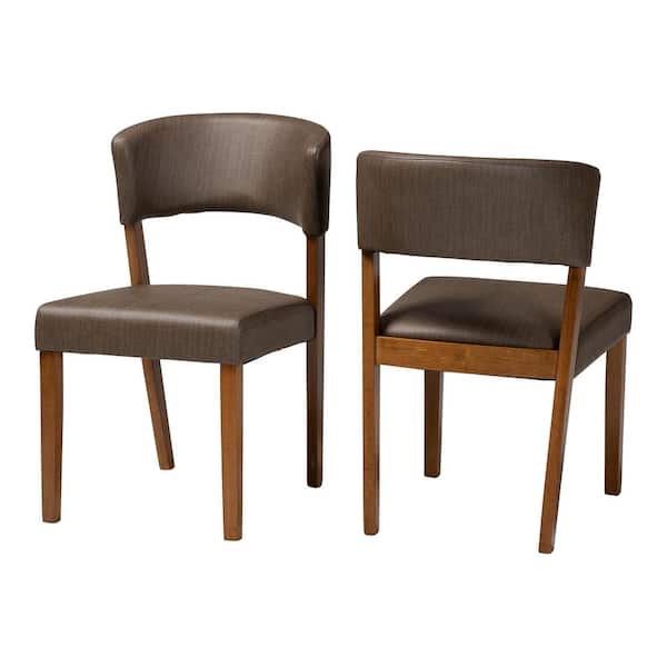 Baxton Studio Montreal Gray Faux Leather Upholstered Dining Chairs (Set of 2)