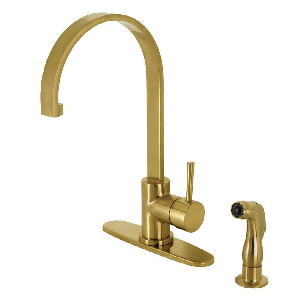 Concord Deck Mount 1-Handle Kitchen Faucets with Side Sprayer in Brushed Br