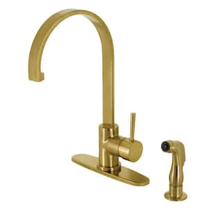 Concord Deck Mount 1-Handle Kitchen Faucets with Side Sprayer in Brushed Brass