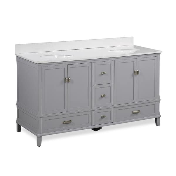 Buy Irving 60 in. Double Bath Vanity in Gray with Porcelain Ocean Mist