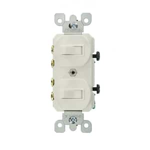 15 Amp Commercial Grade Combination Two 3-Way Toggle Switches, White