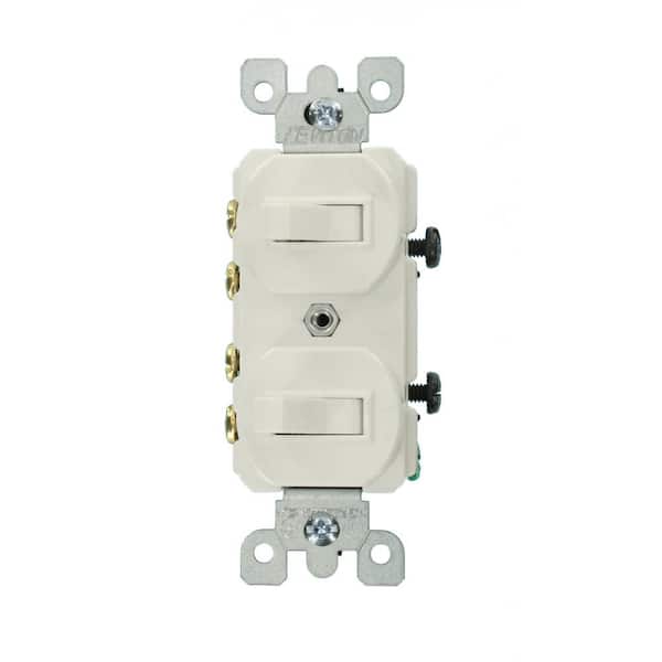 Leviton 15 Amp Commercial Grade Combination Two 3-Way Toggle Switches, White