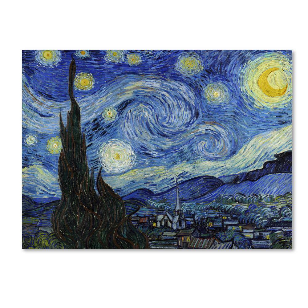 Starry Night 14x19 Blue and Yellow Canvas Wall Art