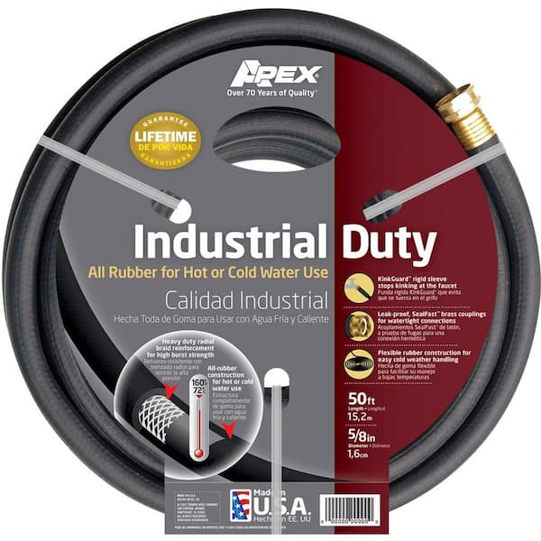 Apex 5/8 in. Dia x 50 ft. Black Rubber Commercial Hot Water Hose