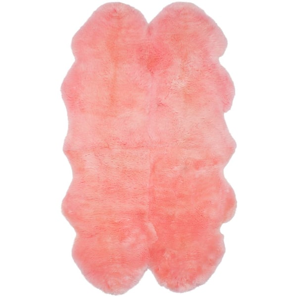Sheep Skin 4 ft. x 6 ft. Solid Pink Solid Color Area Rug