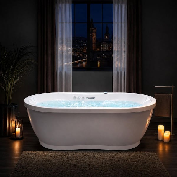 ANZZI Lori Series 71 in. x 36 in. Acrylic Combination 53 Gallon