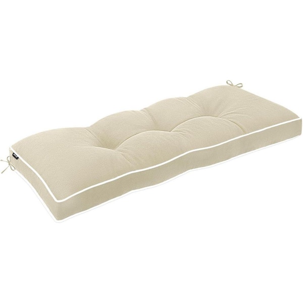 Tufted Garden Seat 42 x 16 in. Outdoor Lounge Chair Cushions Pads in Beige