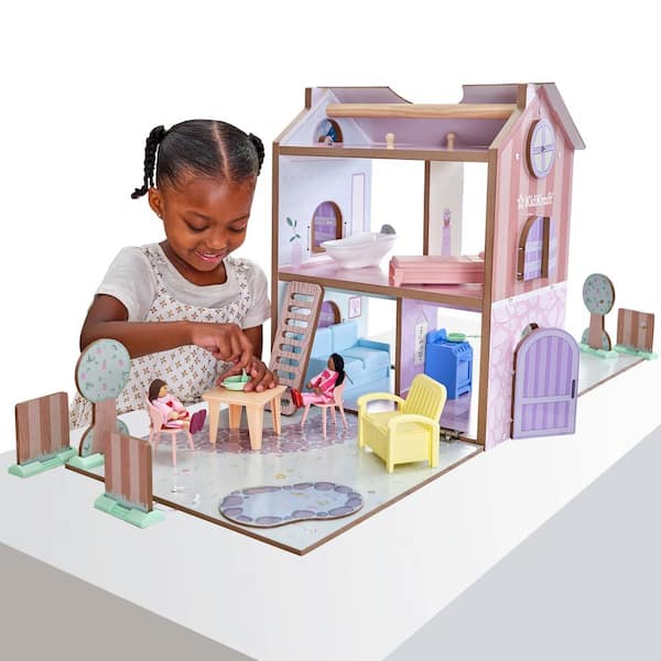 KidKraft Play and Store Cottage Wooden Dollhouse with 36 Accessories 20510 The Home Depot