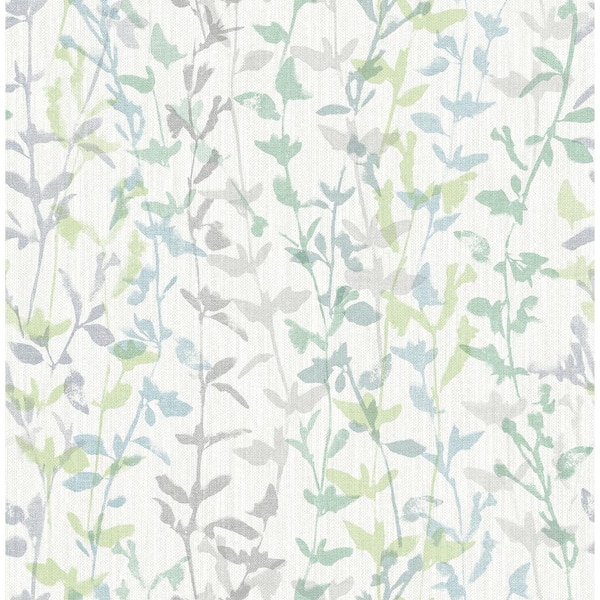 SCOTT LIVING Thea Green Floral Trail Green Wallpaper Sample