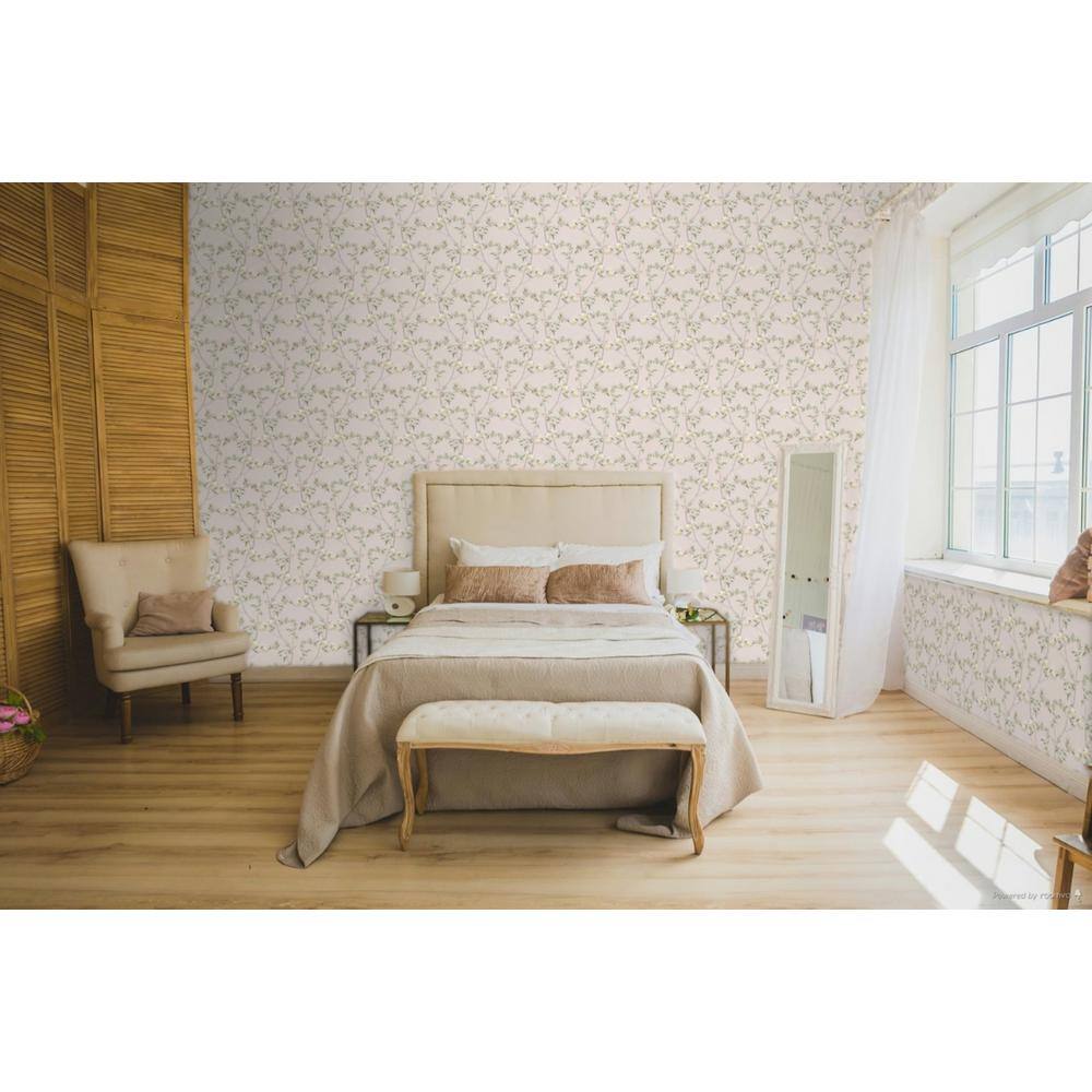 Pink Floral Vine Non-Woven Wallpaper Roll
