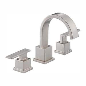 Vero 8 in. Widespread 2-Handle Bathroom Faucet with Metal Drain Assembly in Stainless