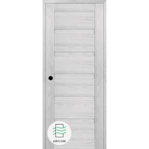 Louver DIY-Friendly 32 in. x 96 in. Right-Hand Ribeira Ash Wood Composite Single Swing Interior Door