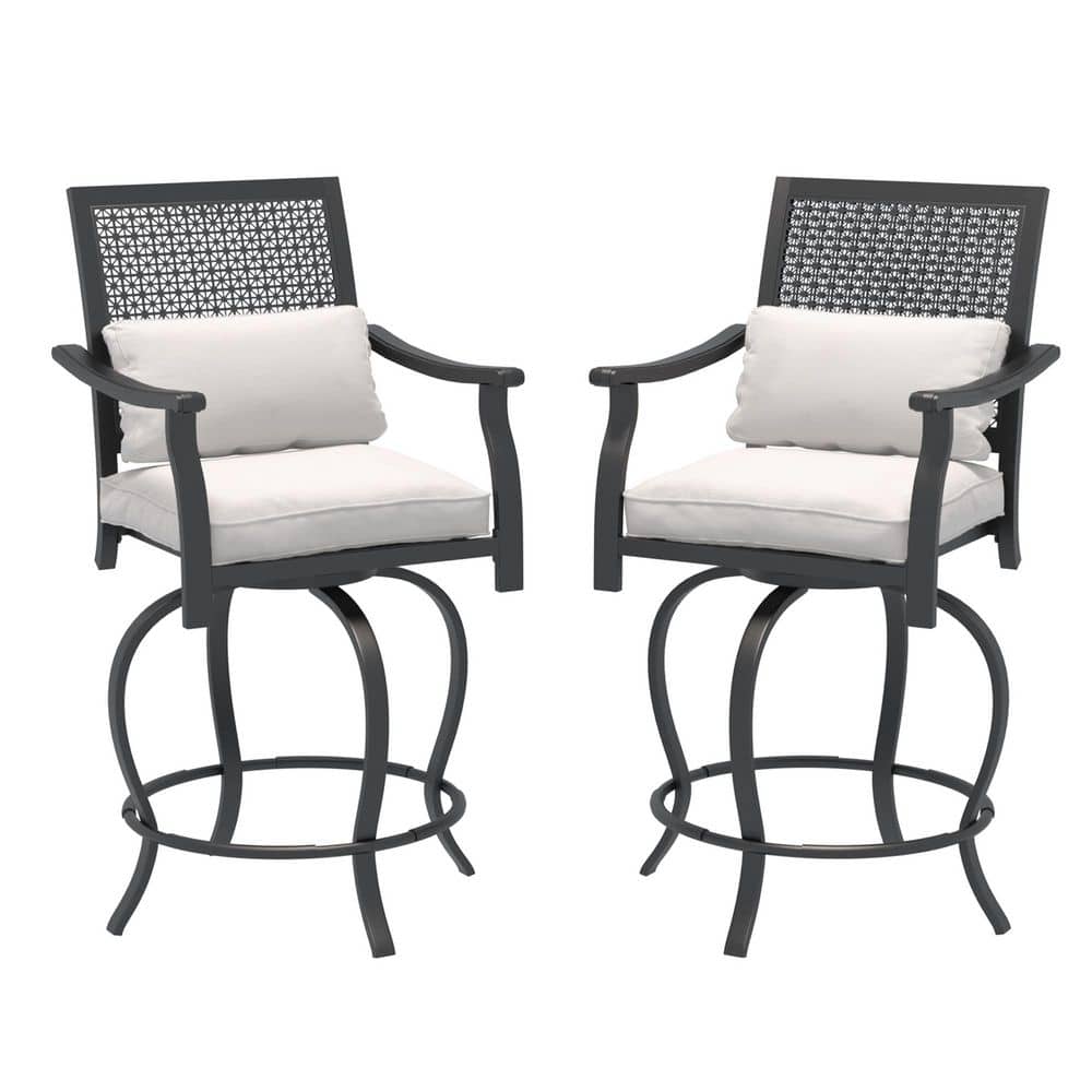 2-Piece Swivel Metal Outdoor Bar Stools Set, Patio Bar Height Chairs with Cushion price history on PriceWatchPro