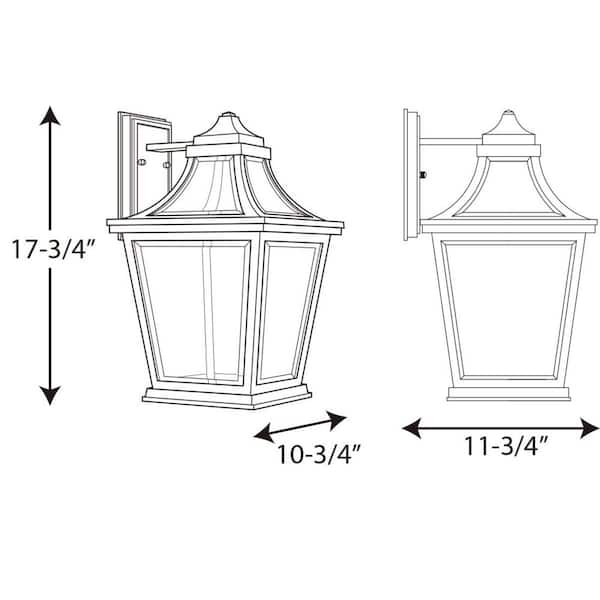 Endorse LED Collection 1-Light Textured Black Clear Glass New Traditional Outdoor Large Wall Lantern Light