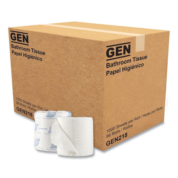 Standard 1-Ply White Toilet Paper Septic Safe (1,000-Sheets/Roll, 96 Wrapped Rolls/Carton)