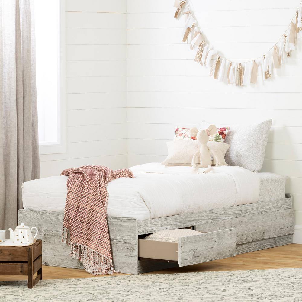 Seaside Pine Twin Captain's Bed with 3 Storage Drawers