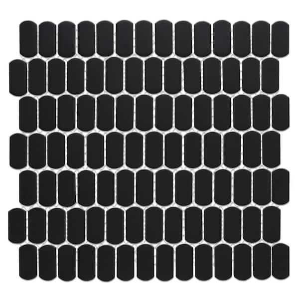 Hudson Capsule Matte Black 5 in. x 6 in. Porcelain Mosaic Take Home Tile Sample