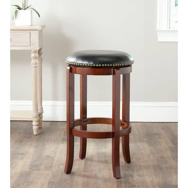 Elwood 29 in. Dark Red/Black Swivel Cushioned Bar Stool