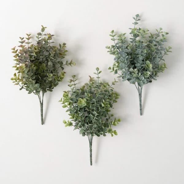 SULLIVANS 13 in. Artificial Eucalyptus Bush (Set of 3)