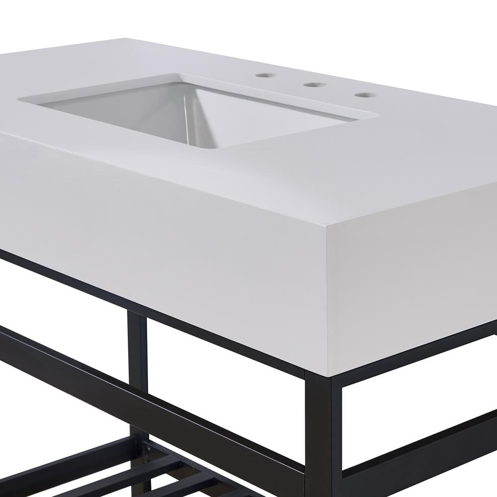 42" Snow White Ceramic Single Bathroom Vanity Top with Sink