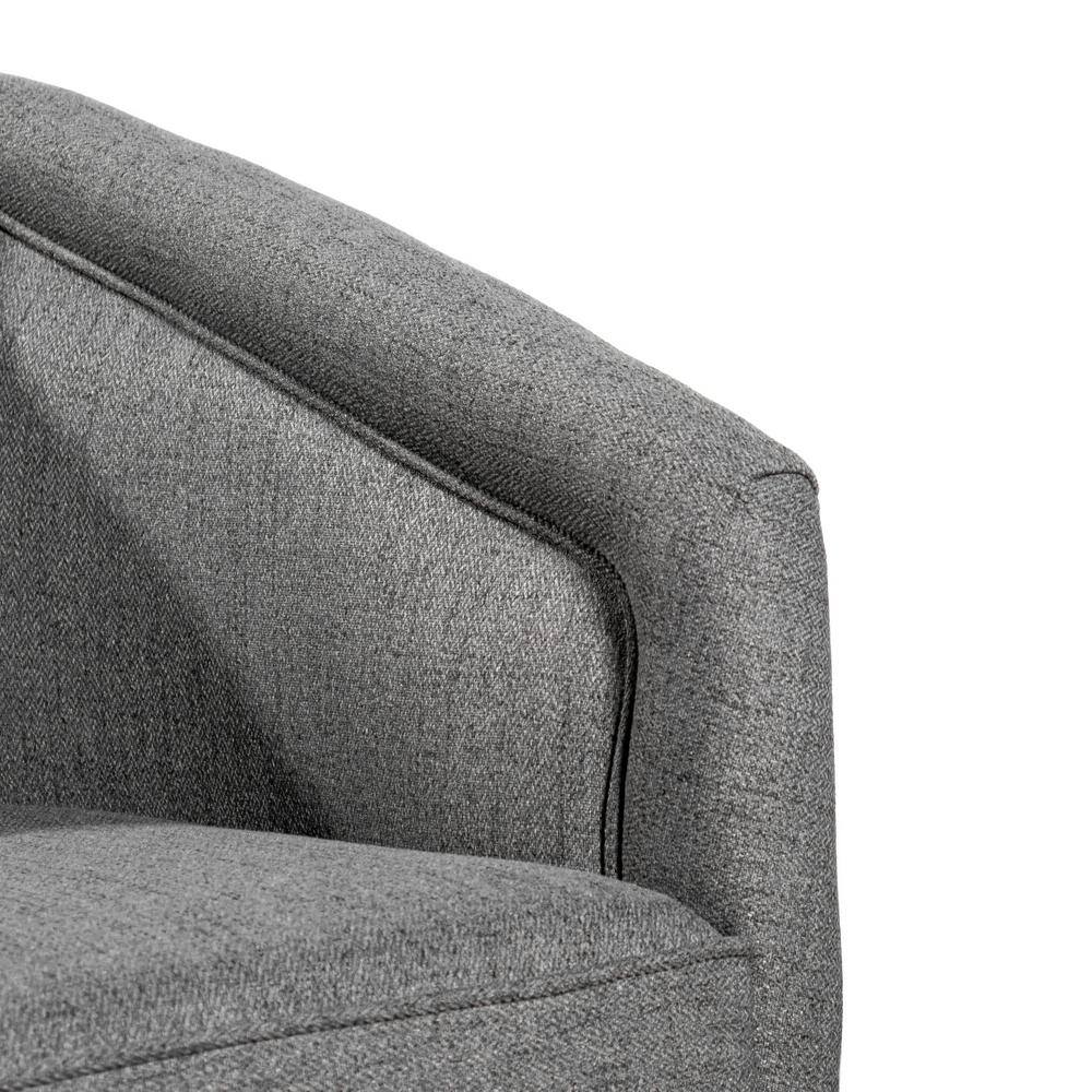 Gray Faux Leather Swivel Barrel Accent Chair with Wood Base