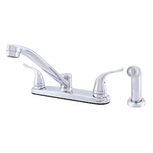Dual Wing Handle Traditional Spout Kitchen Faucet with Optional Side Sprayer in Chrome