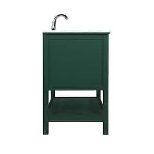 Timeless Home 48 in. W Single Bath Vanity in Green with Marble Vanity Top in Carrara with White Basin