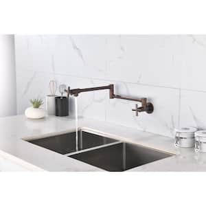 Wall Mounted Brass Pot Filler Faucet with Double Joint Swing Arm in Bronze