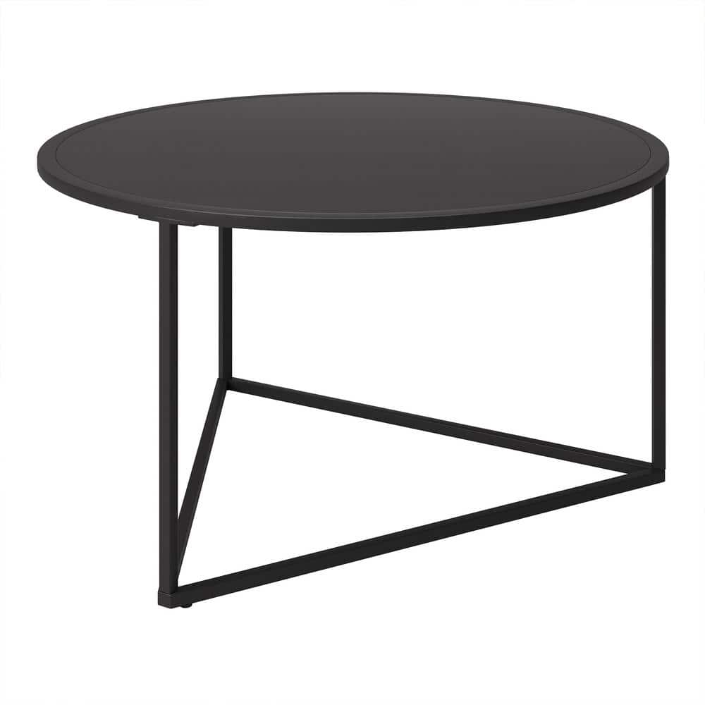 Scandinavian Minimalist Blackened Bronze Metal Round Coffee Table