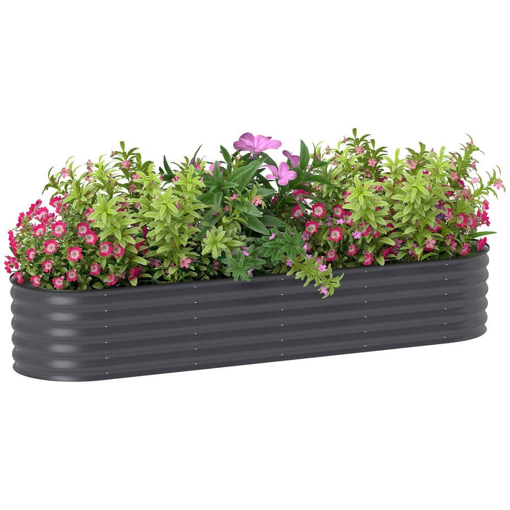 94.5 in. x 23.5 in. x 16.5 in., Galvanized Steel Raised Garden Bed Kit, Pla