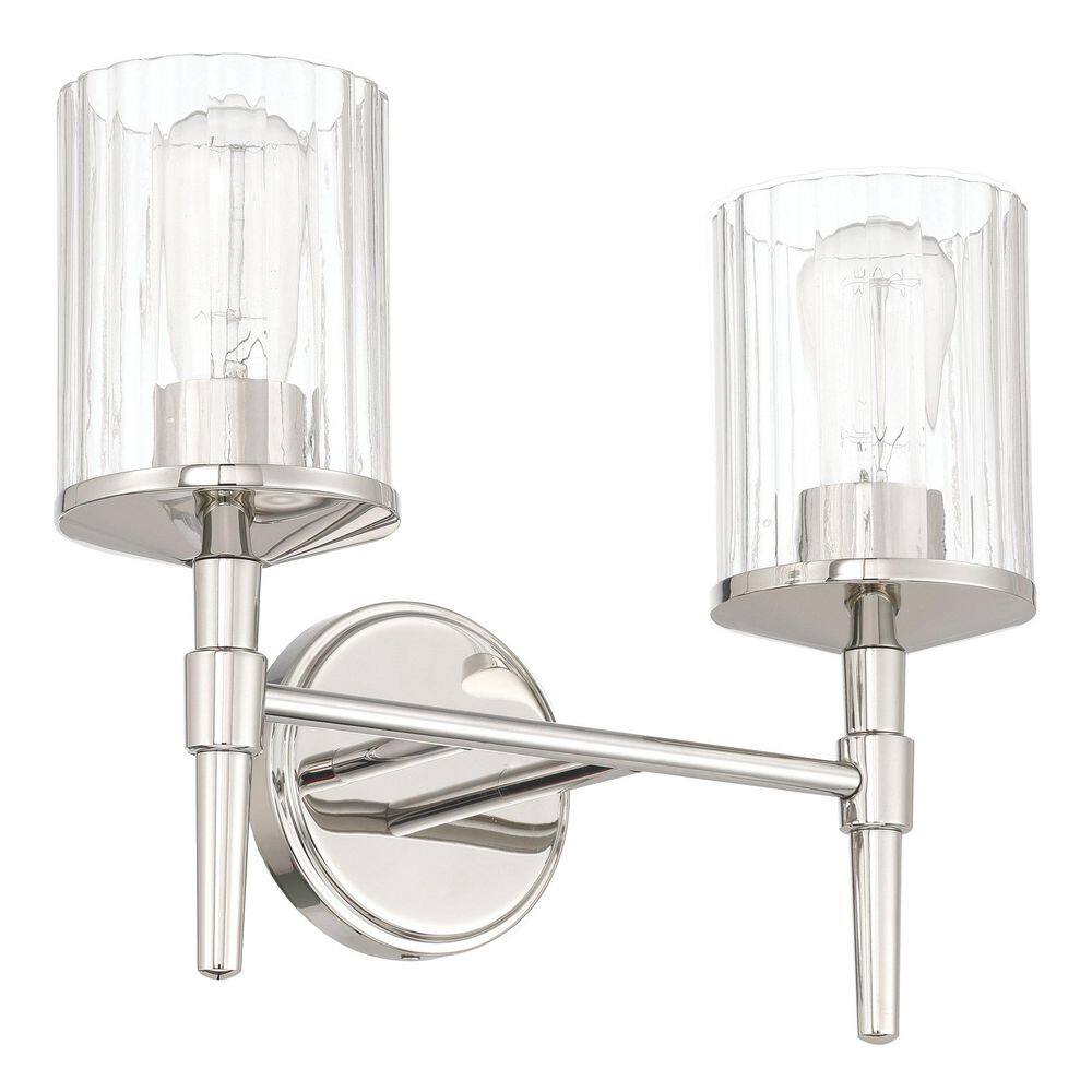 Andrea 15-in. 2-light Polished Nickel Vanity Light with Clear Ribbed Glass Shades price history on PriceWatchPro
