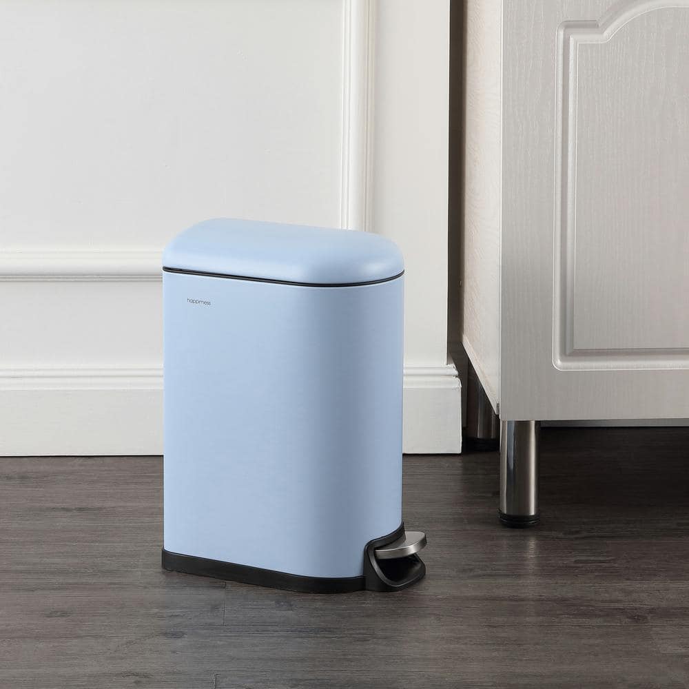Tide Pool Blue Stainless Steel Step-Open Trash Can