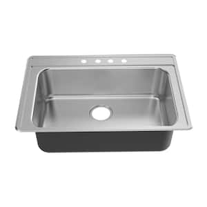 33 in. Drop-In Single Bowl 20 Gauge Stainless Steel Kitchen Sink