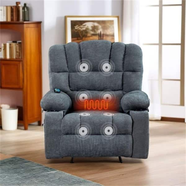 Grey Chenille Recliner Chair Power Lift Chair with Massage and Heating Vibration