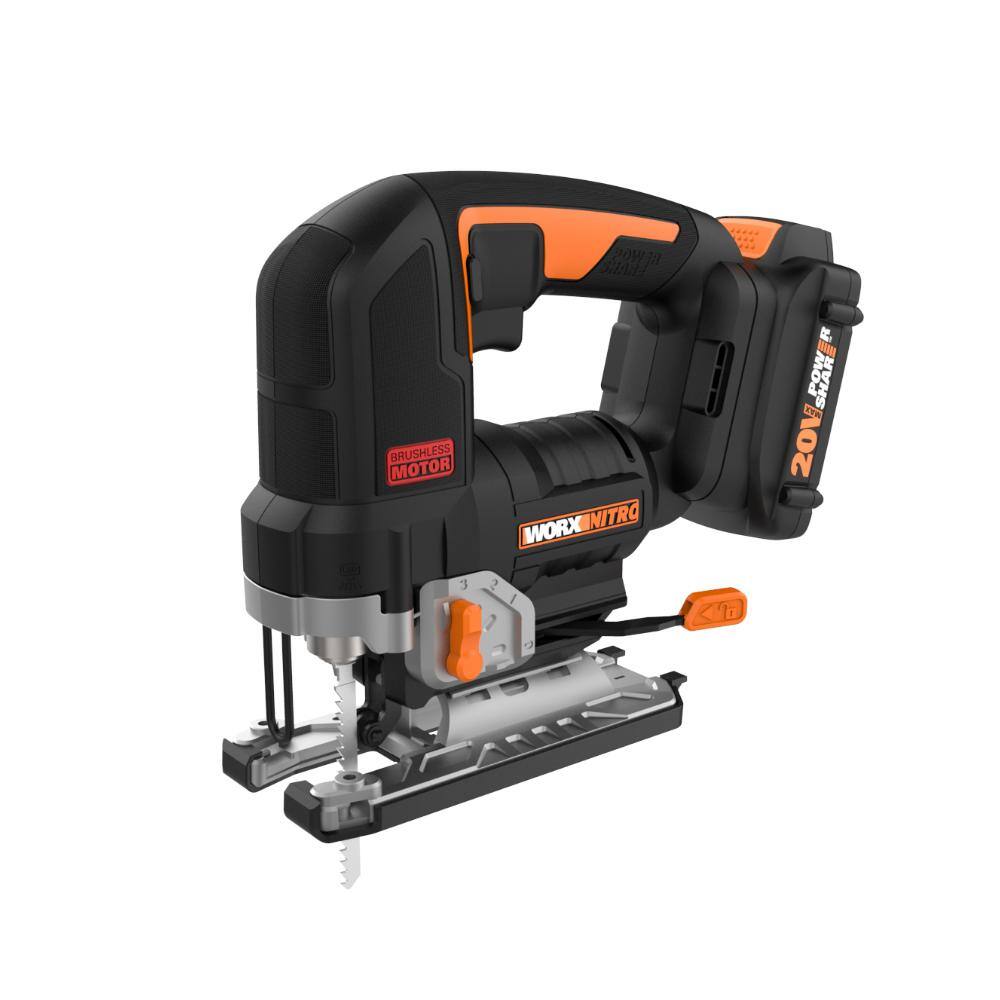 Worx Nitro PowerShare 20-Volt Jig Saw with Brushless Motor and Carry Case  (Battery and Charger Included) WX542L
