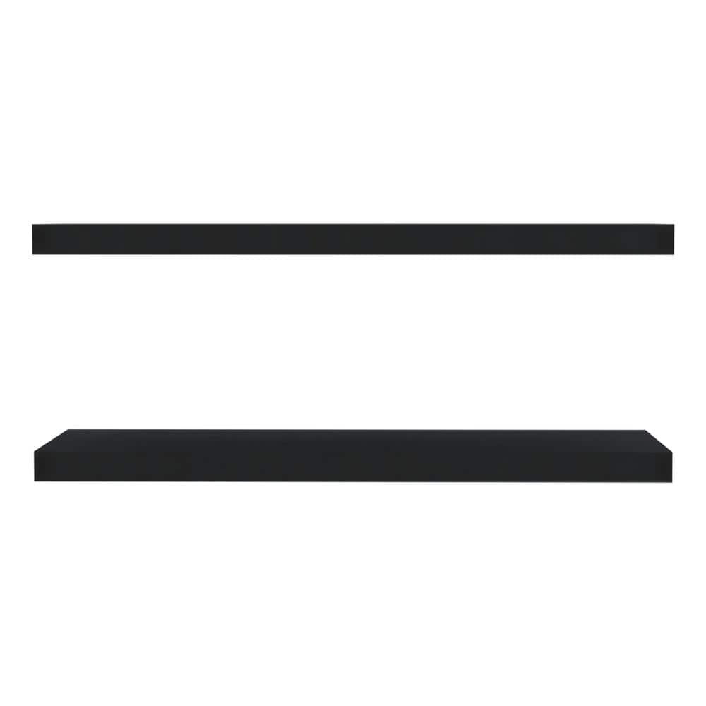 2-Sets of 31.5 in. x 9.8 in. Black Particleboard Floating Wall Item Storage