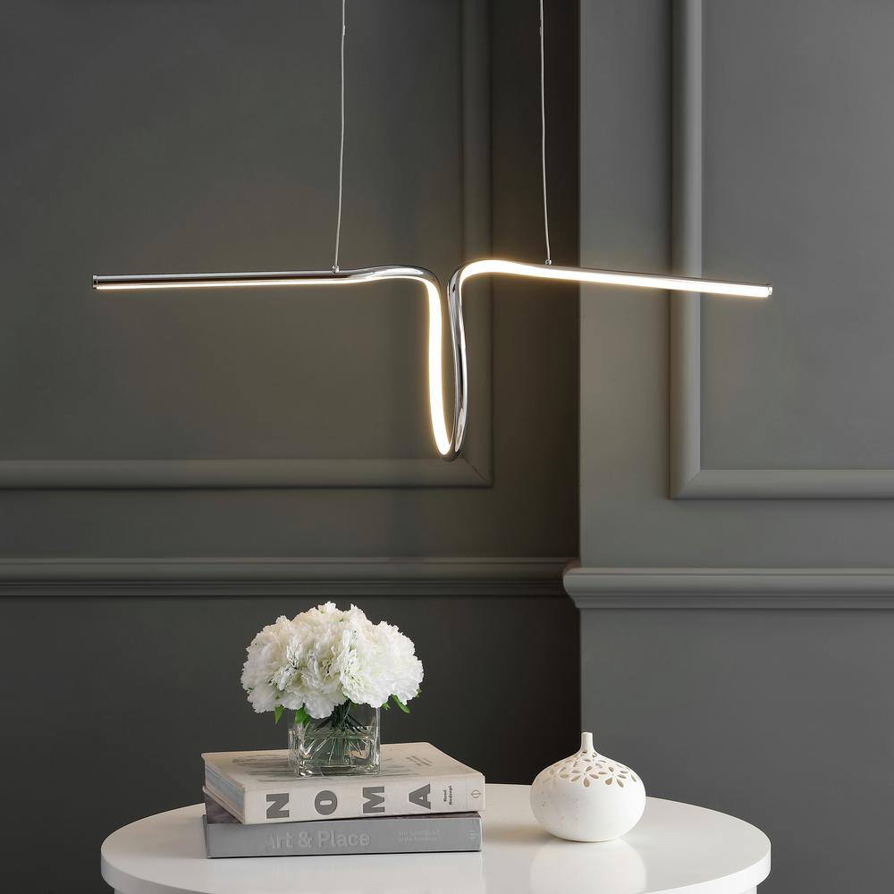 Ali 34.5" Chrome Contemporary Adjustable LED Island Pendant