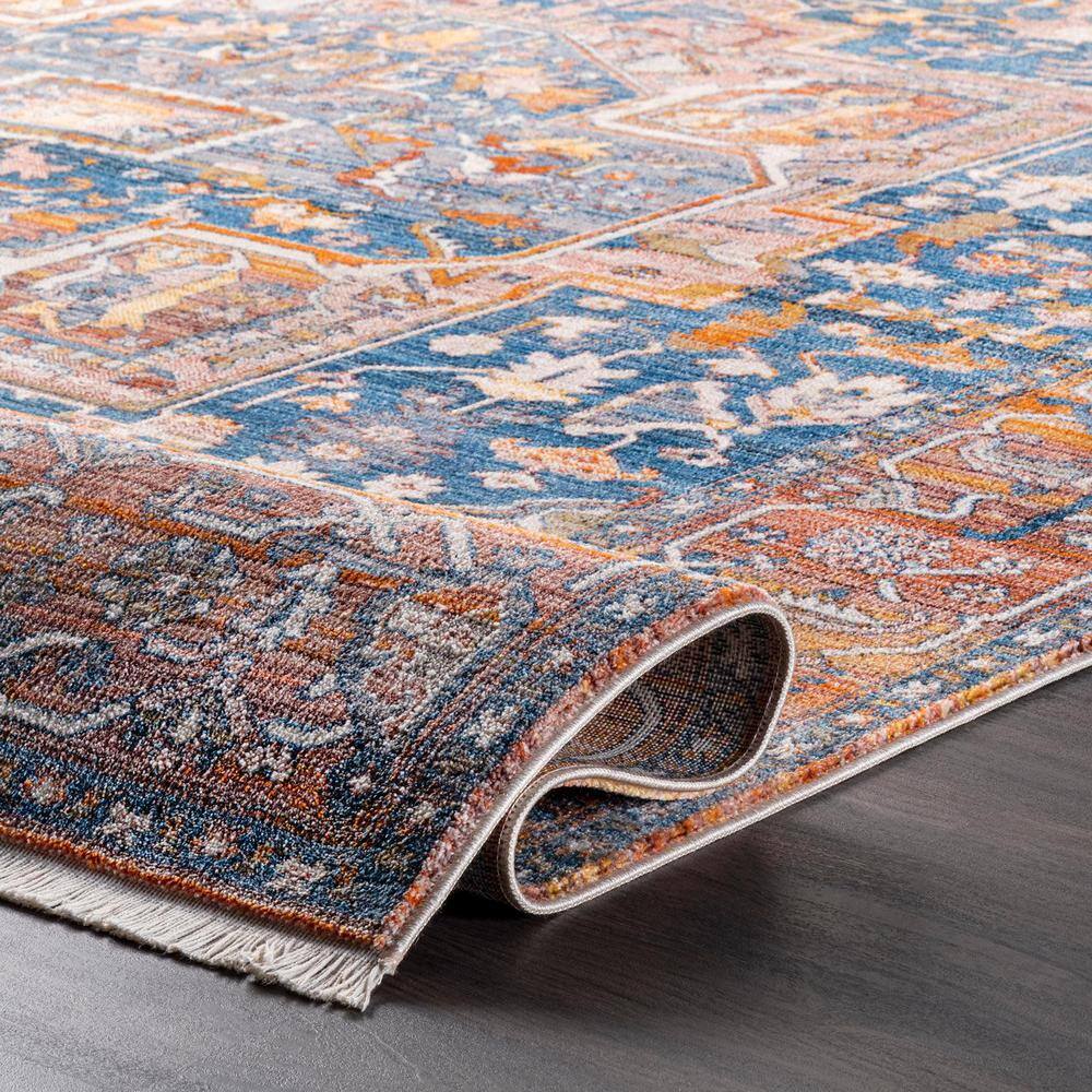 Ivory and Rust Medallion Synthetic Reversible Area Rug 3x5