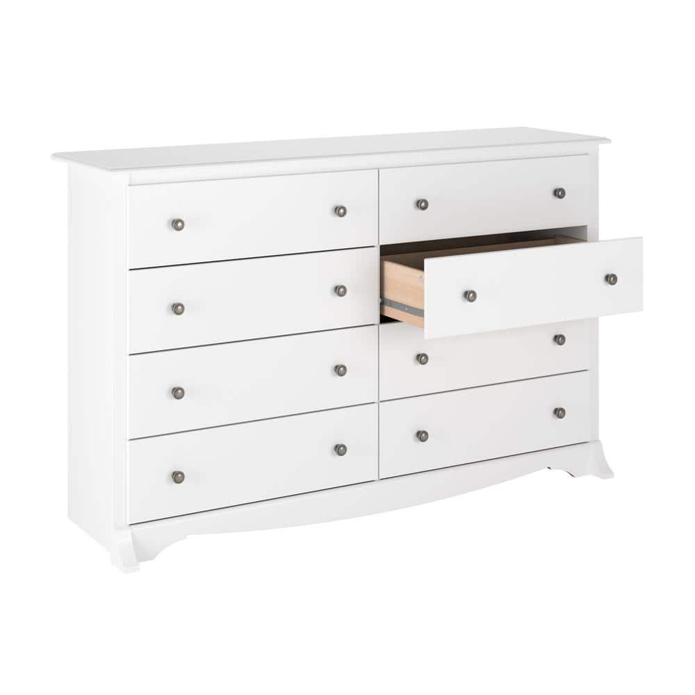 White Double 8-Drawer Horizontal Dresser with Deep Drawers