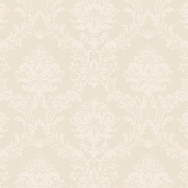 Document Damask Wallpaper in Ivory and Pearl