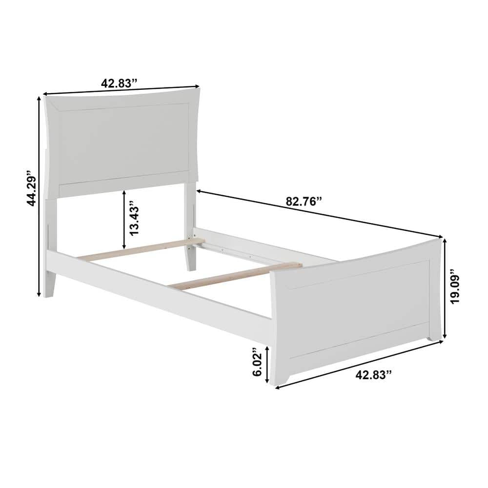 Metro Twin White Wood Platform Bed with Headboard