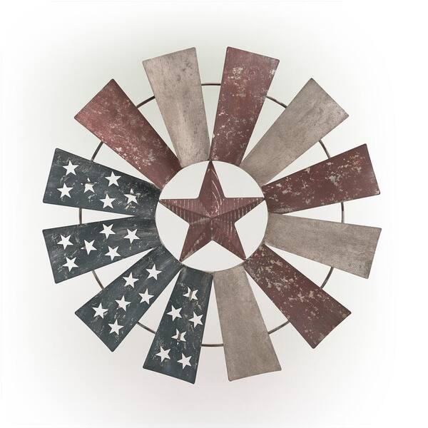 Alpine Corporation 21 in. Tall Indoor/Outdoor Patriotic Windmill