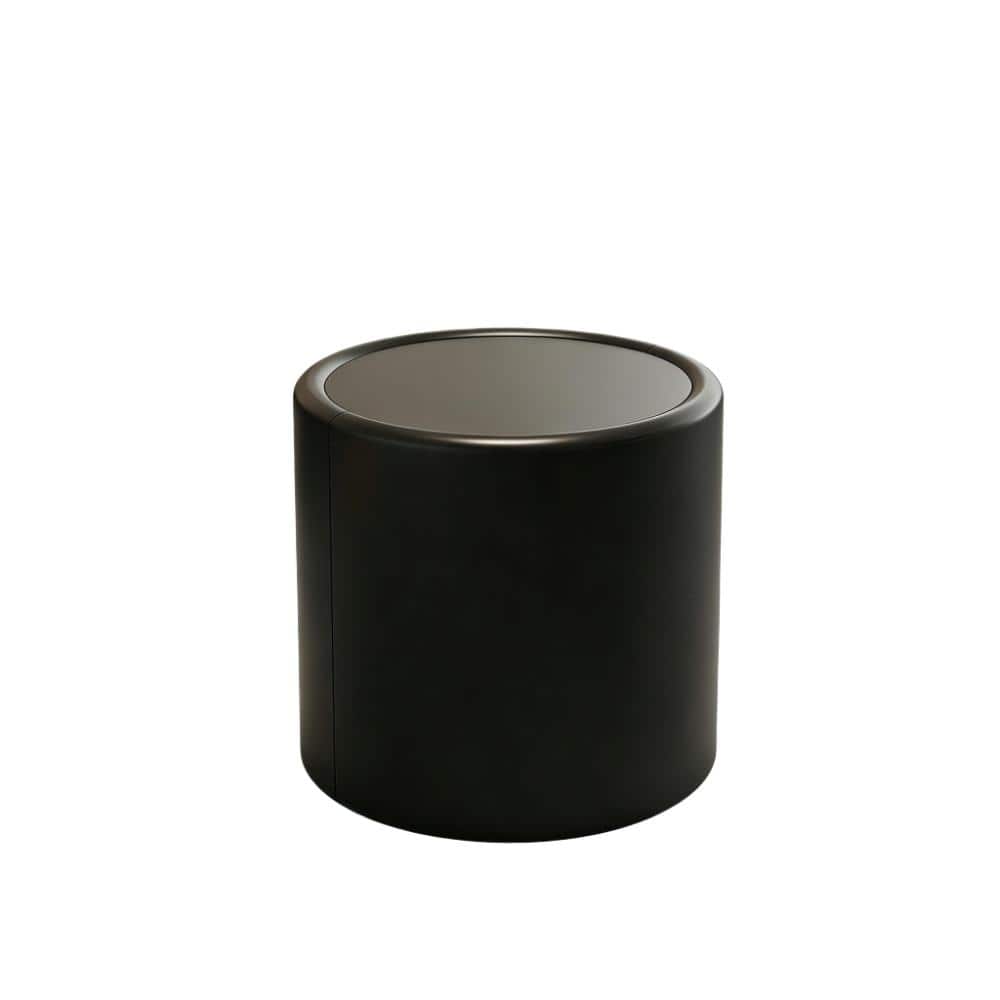 Black Round Coffee Table with Tempered Glass Top, Accent Table with PU Leather Body & Hidden Storage for Living Room price history on PriceWatchPro