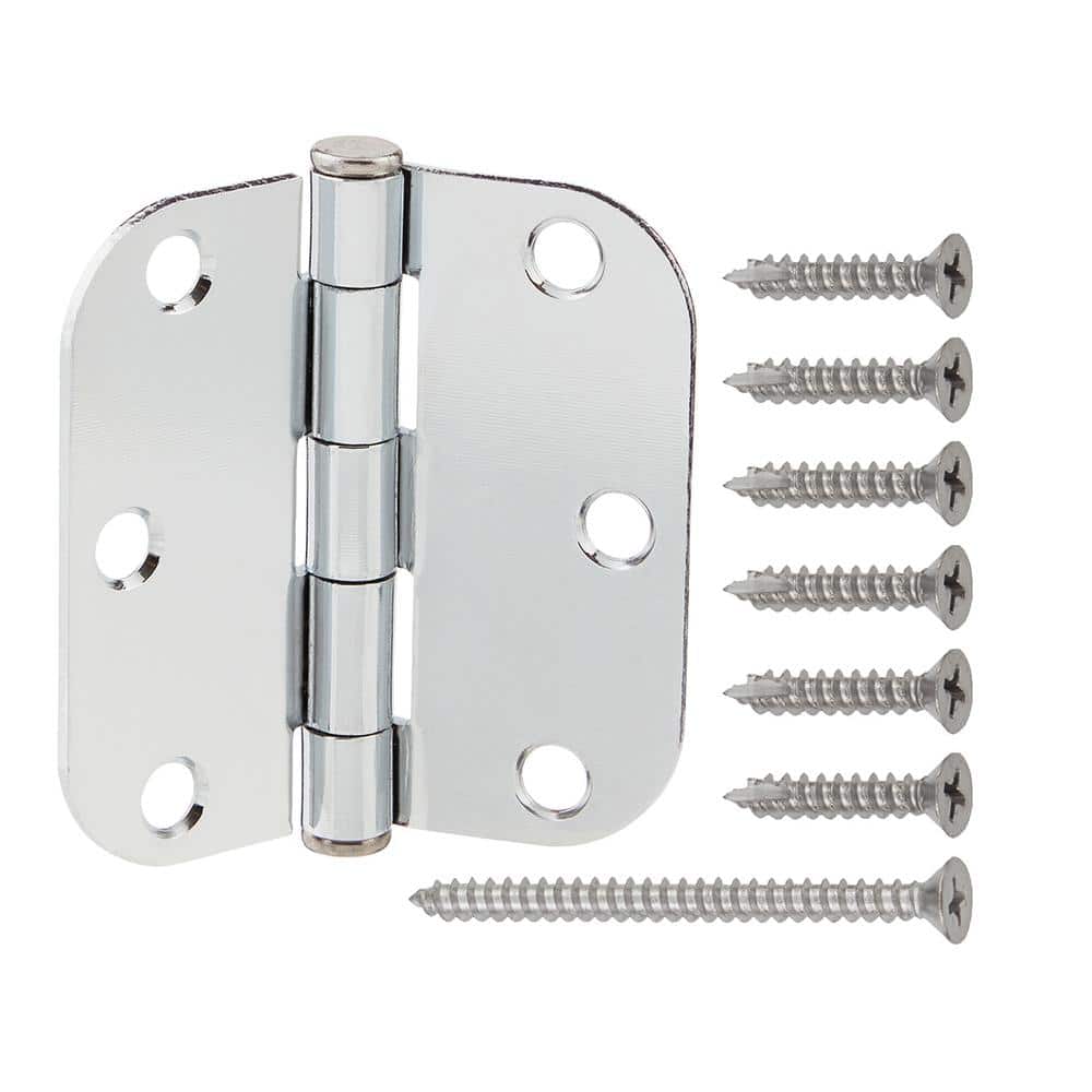 3 in. x 5/8 in. Radius Chrome Squeak-Free Door Hinge