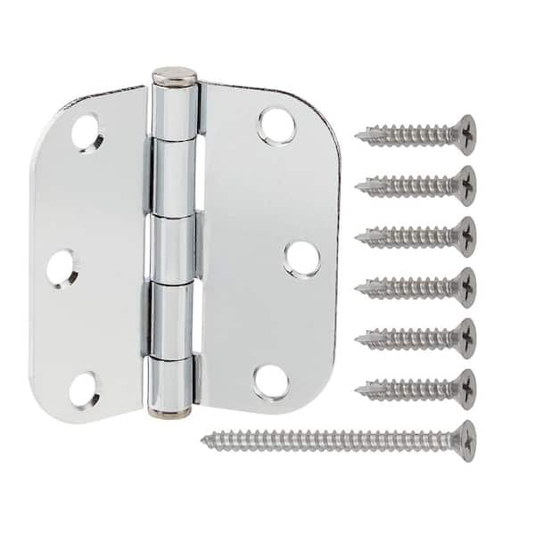 3 in. x 5/8 in. Radius Chrome Squeak-Free Door Hinge