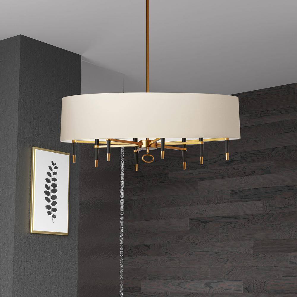 Langford Bronze 8-Light Chandelier with Cream Drum Shade