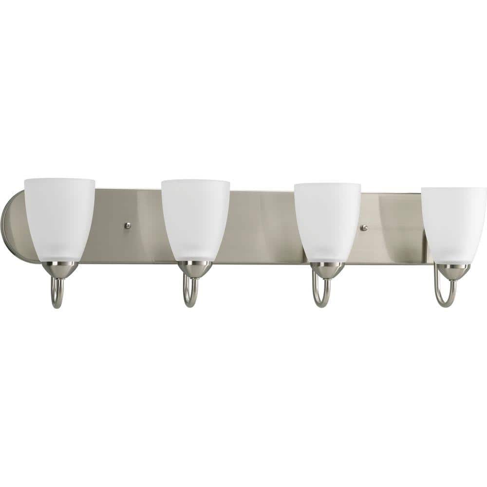 Gather Collection 4-Light Brushed Nickel Etched Glass Traditional Bath Vani