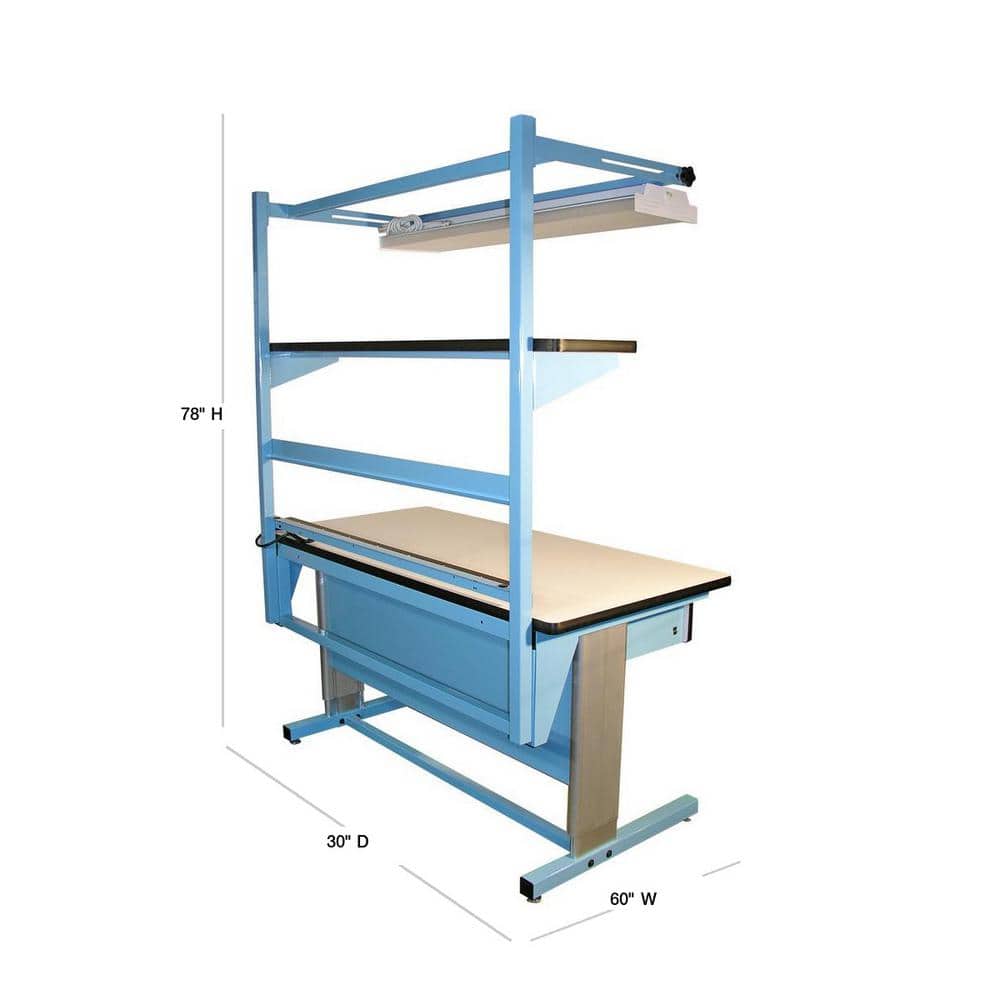 ErgoCraft Adjustable 60" Blue Workbench with Plastic Laminate Top