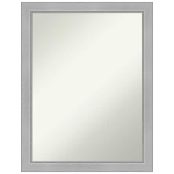 Amanti Art Vista Brushed Nickel Narrow 20.5 in. H x 26.5 in. W Framed Non-Beveled Bathroom Vanity Mirror in Silver
