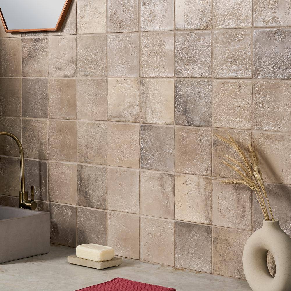 Taupe Textured Ceramic Wall Tile for Bathroom and Kitchen